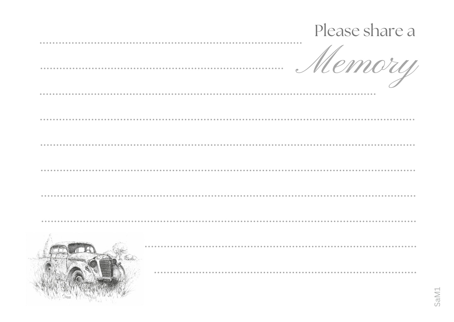 Pack of 100 'Share a Memory' Cards - Vintage Car Design A6