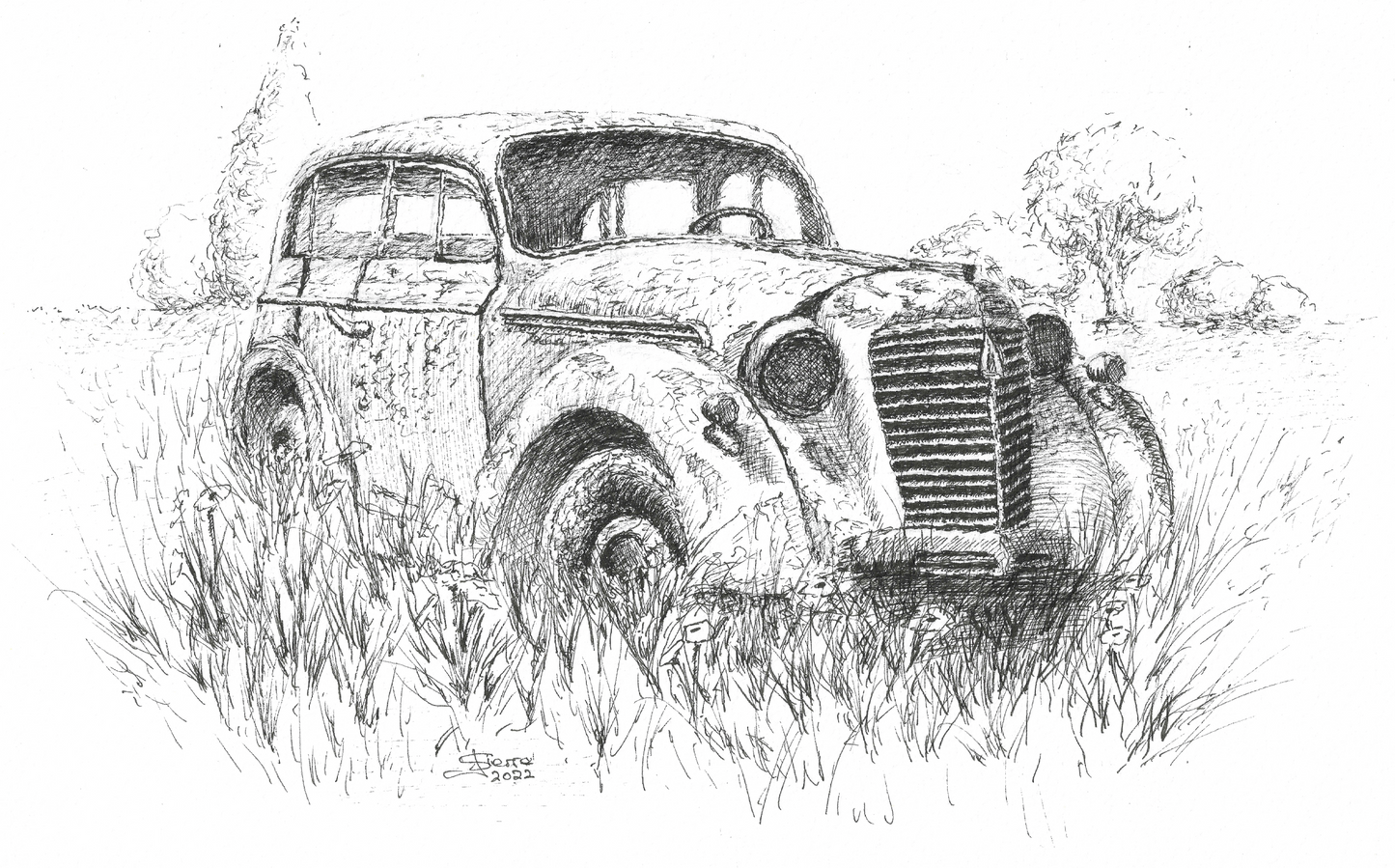 Pack of 5 Square High Quality Greetings Cards - Vintage Car